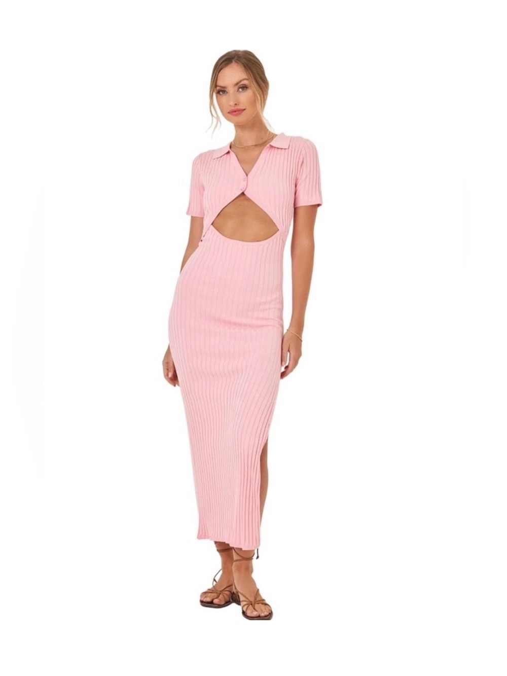 L*Space Lena Cover-Up Maxi Dress Boho Chic Anthropologie Macaroon Pink SIZE S/M